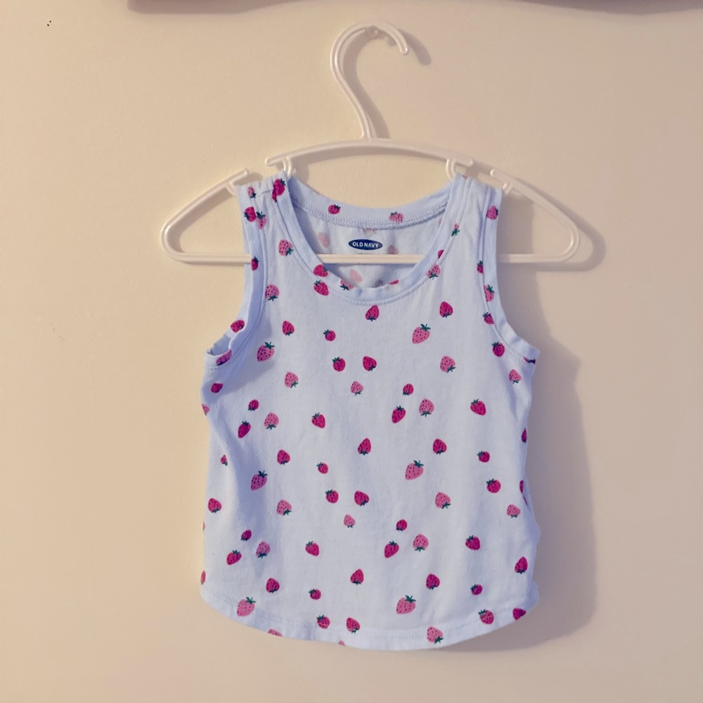 Old Navy Light Blue Little Strawberry Tank Top Size 12 - 18 Months Summer Fruit
